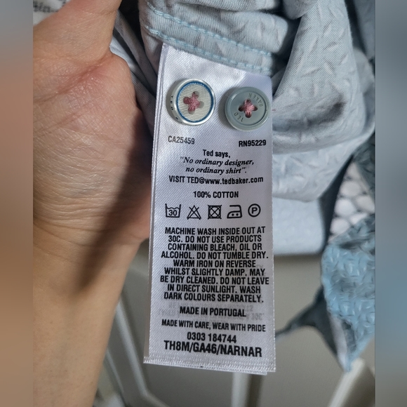 Ted Baker Blue Printed Button Down Shirt - Picture 12 of 12